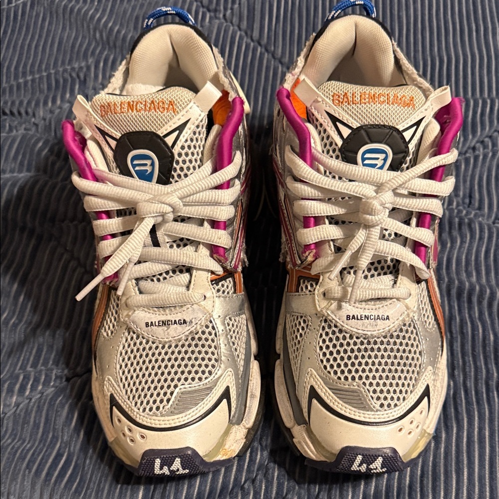Balenciaga White and Pink Mesh Sneakers rainbow